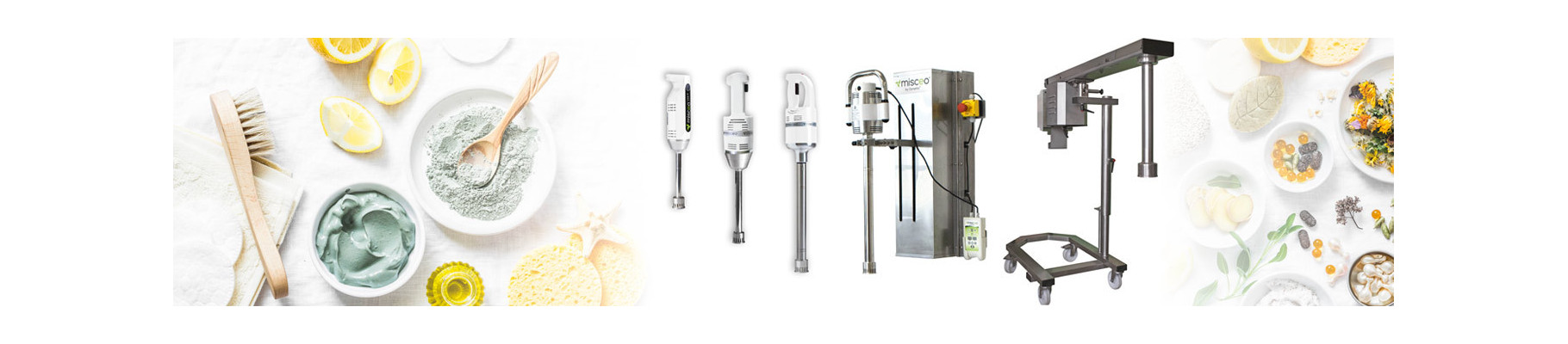 Discover all the misceo® emulsifier homogenizer and its accessories.